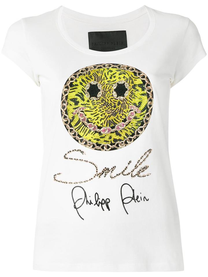Philipp Plein Smiley T-shirt, Women's, Size: Large, White, Cotton