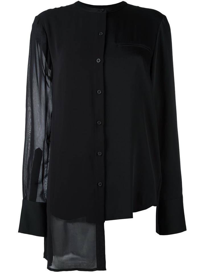 Dkny Asymmetric Shirt, Women's, Size: Small, Black, Silk/spandex/elastane/viscose