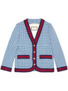 Gucci - Wool Jacket With Web - Women - Nylon/wool - 44, Blue, Nylon/wool