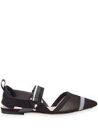 Fendi Colibri Pointed Toe Slingback Ballerinas - Black