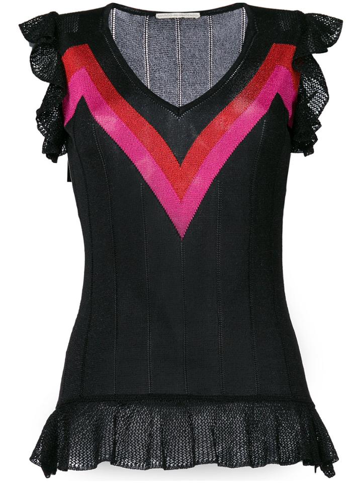 Marco De Vincenzo V-neck Ruffled Top - Black