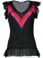 Marco De Vincenzo V-neck Ruffled Top - Black