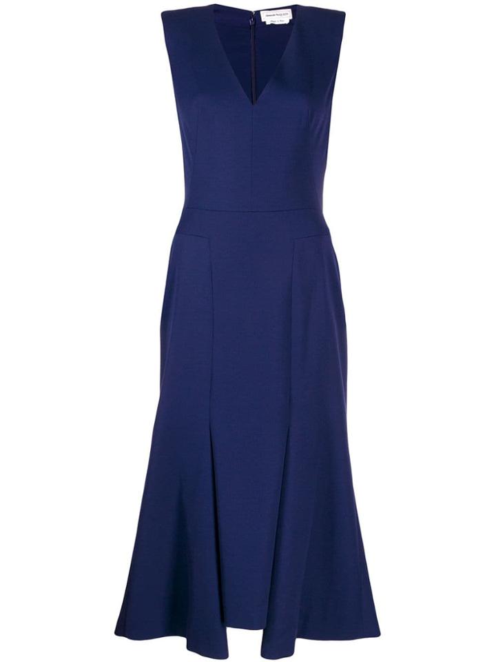 Alexander Mcqueen Flared Mi-length Dress - Blue
