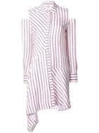 Pinko Striped Cold Shoulder Shirt Dress - White