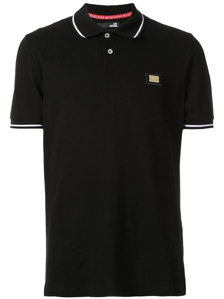 Love Moschino Metallic Logo Plate Polo Shirt - Black