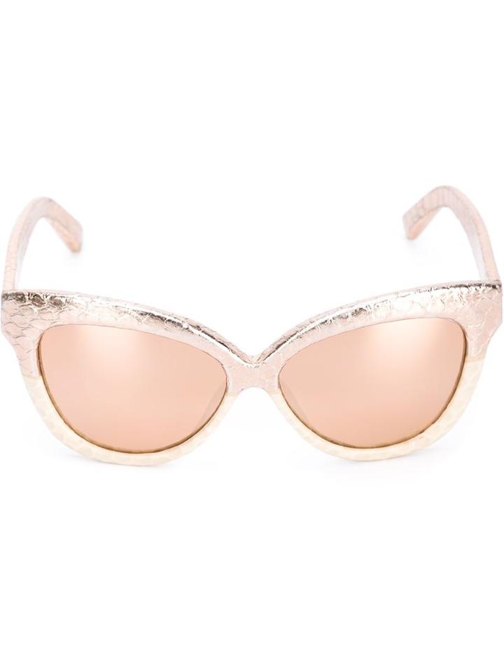 Linda Farrow 38 Sunglasses, Women's, Nude/neutrals, Acetate/snake Skin