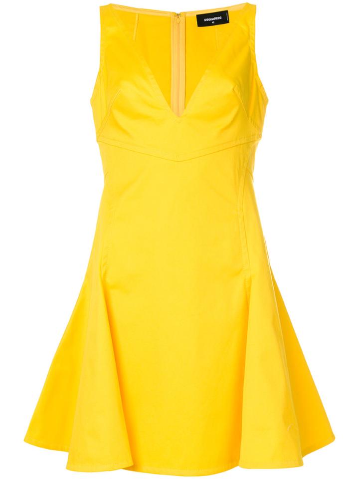 Dsquared2 Flared V-neck Dress - Yellow & Orange