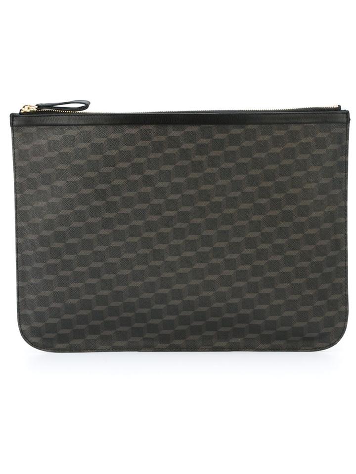 Pierre Hardy 'canvas Cube' Clutch, Men's, Black, Calf Leather