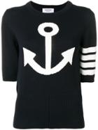 Thom Browne 4-bar Anchor Icon Intarsia Tee - Blue