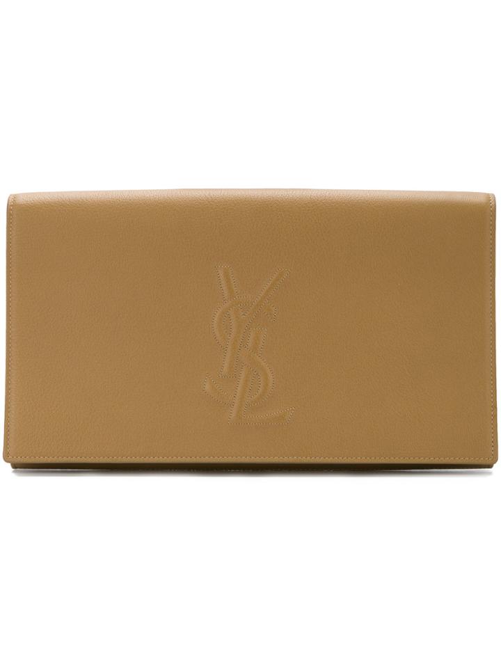 Yves Saint Laurent Vintage Logos Clutch Bag - Brown