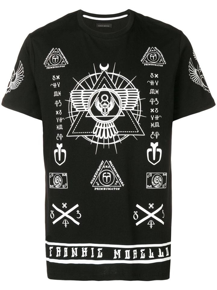 Frankie Morello Printed Round Neck T-shirt - Black