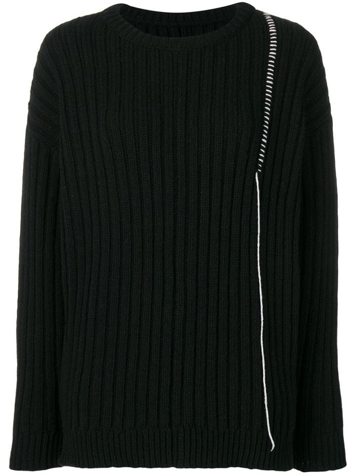 A-cold-wall* Contrast Stitch Ribbed Sweater - Black