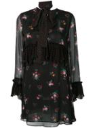 Pinko Floral Print Ruffle Dress - Black
