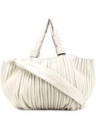 Max Mara Large Pleated Tote - White