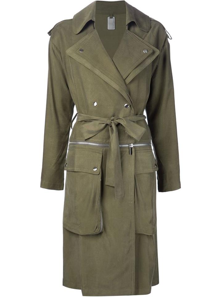 Thomas Wylde Fennel Trench Coat, Women's, Size: Xs, Green, Rayon/bemberg