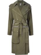 Thomas Wylde Fennel Trench Coat, Women's, Size: Xs, Green, Rayon/bemberg