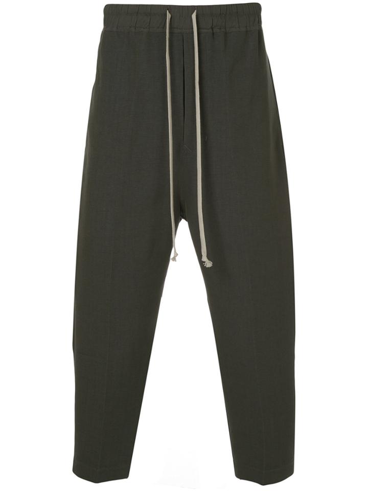 Rick Owens Cropped Track Trousers - Green