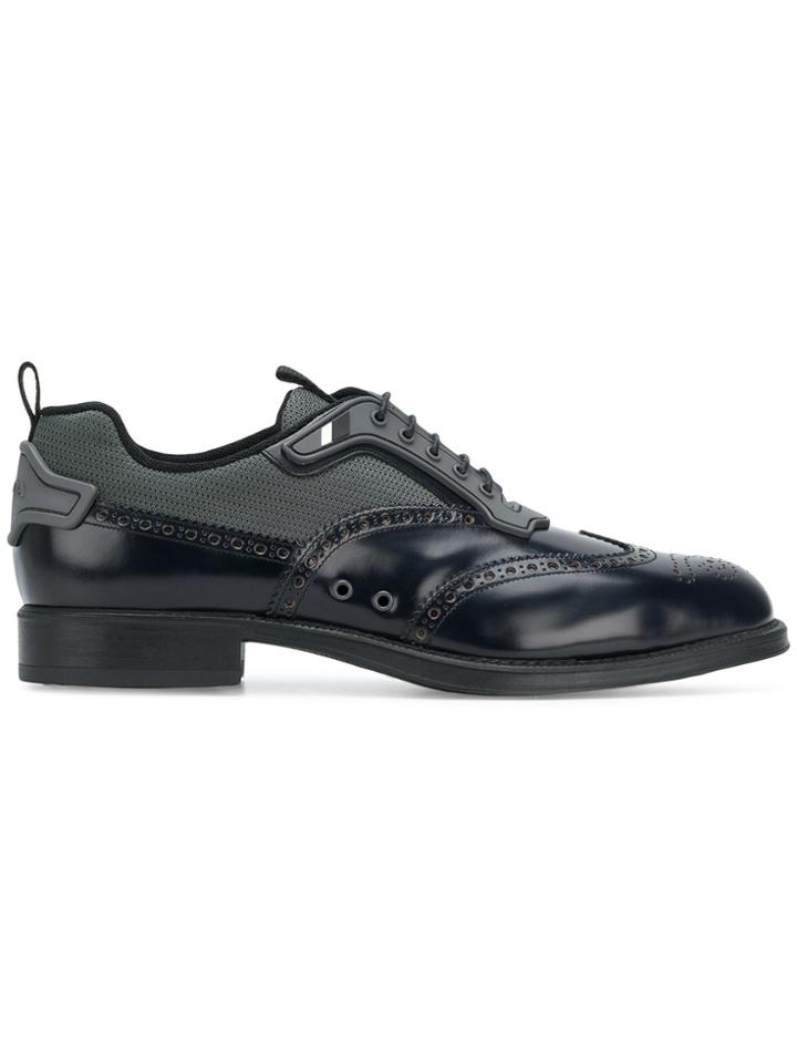 Prada Multi-fabric Lace-up Shoes - Black