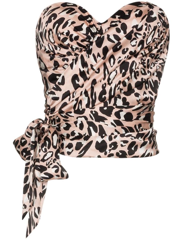Alexandre Vauthier Leopard Print Silk Bustier Top - Pink