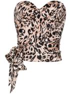 Alexandre Vauthier Leopard Print Silk Bustier Top - Pink