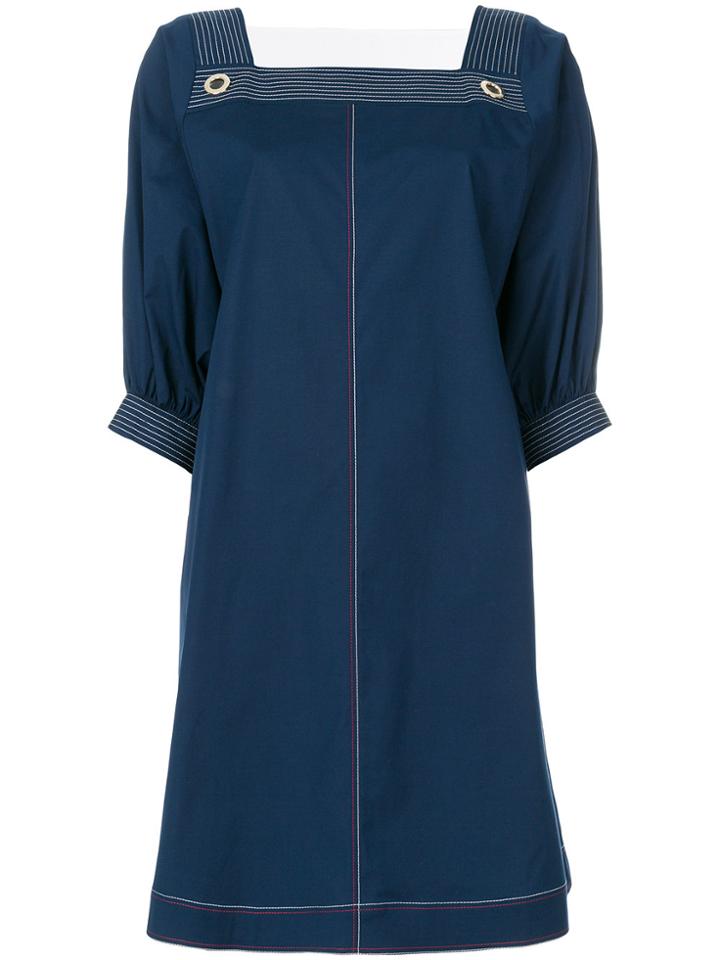 Fay Square-neck Shift Dress - Blue
