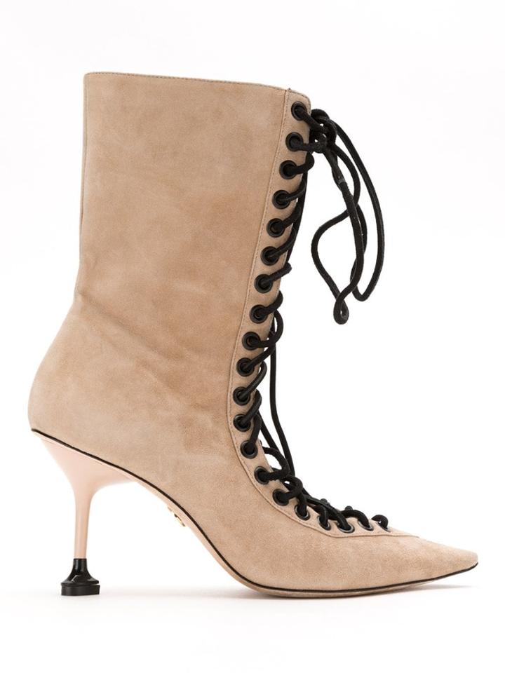 Andrea Bogosian Lace Up Suede Boots - Neutrals