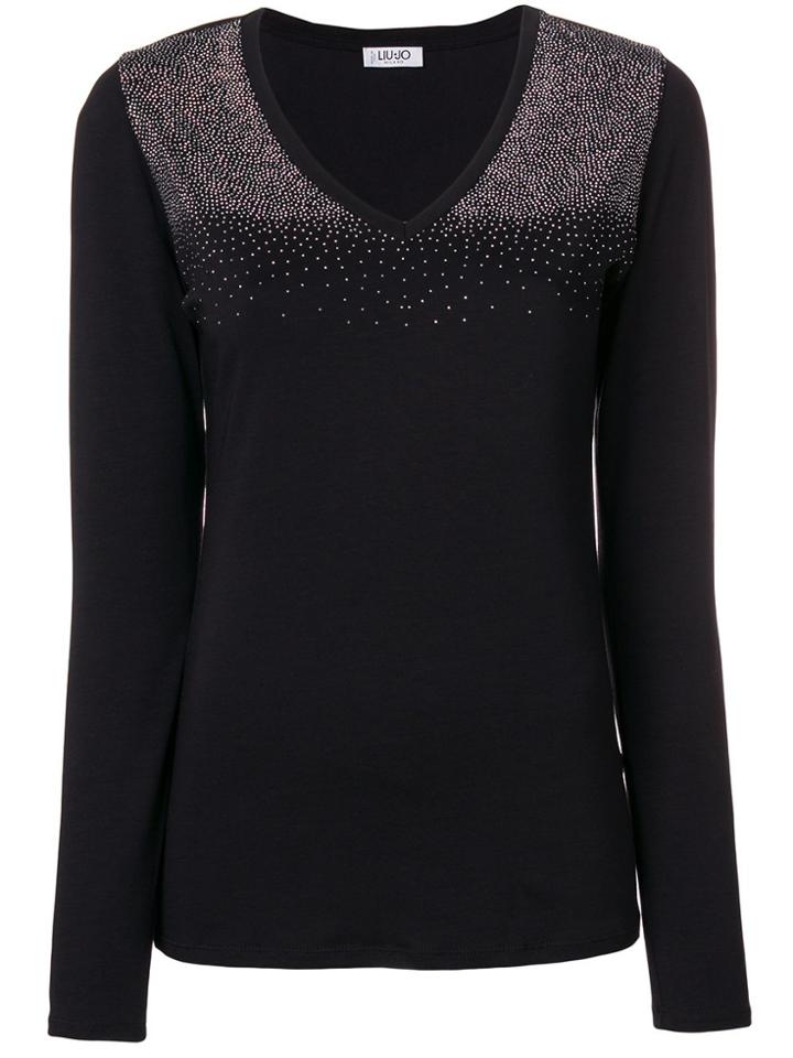 Liu Jo Embellished V-neck Blouse - Black
