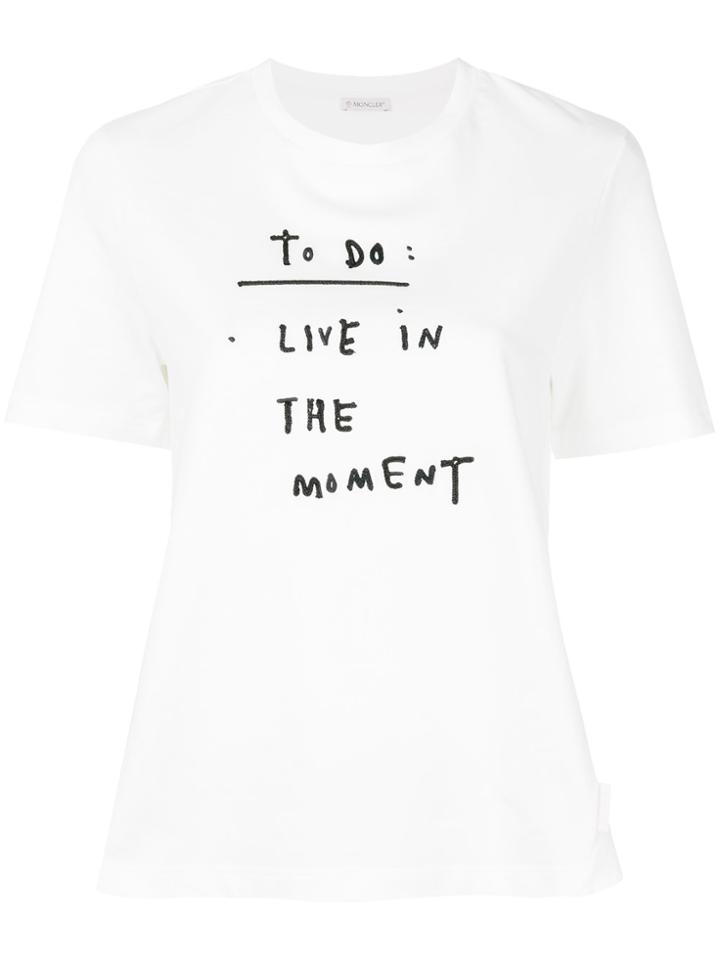 Moncler Slogan Print T-shirt - White