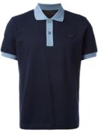 Prada Contrast Polo Shirt, Men's, Size: Medium, Blue, Cotton