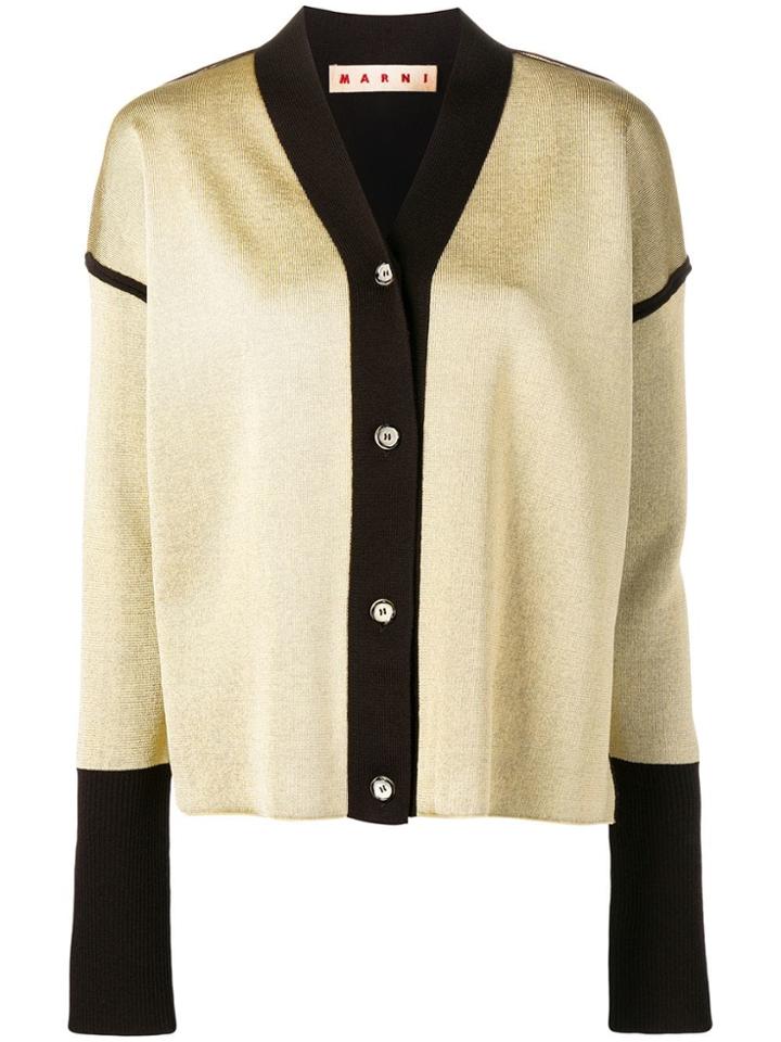 Marni Contrast Long-sleeve Cardigan - Neutrals
