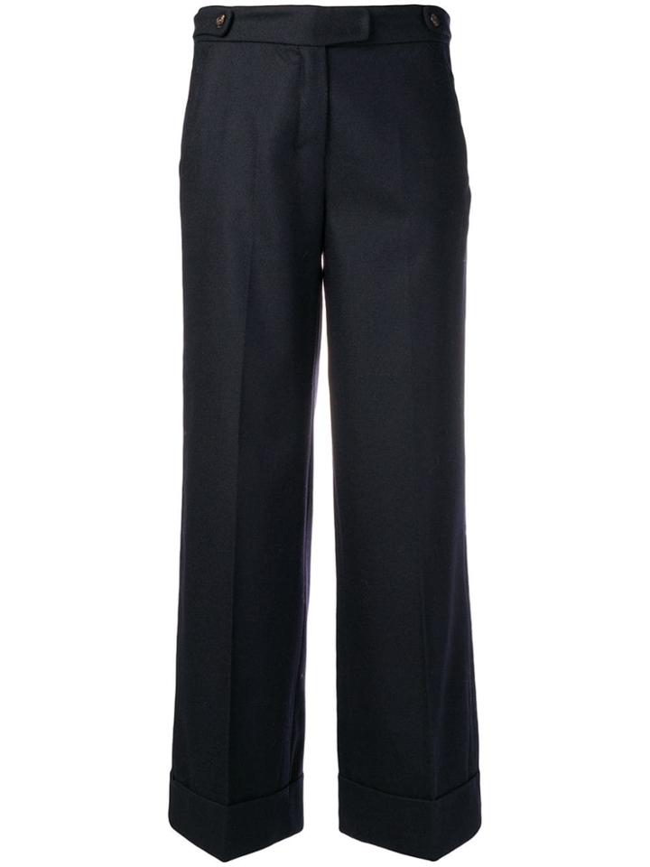 Max Mara Cropped Wide Leg Trousers - Blue