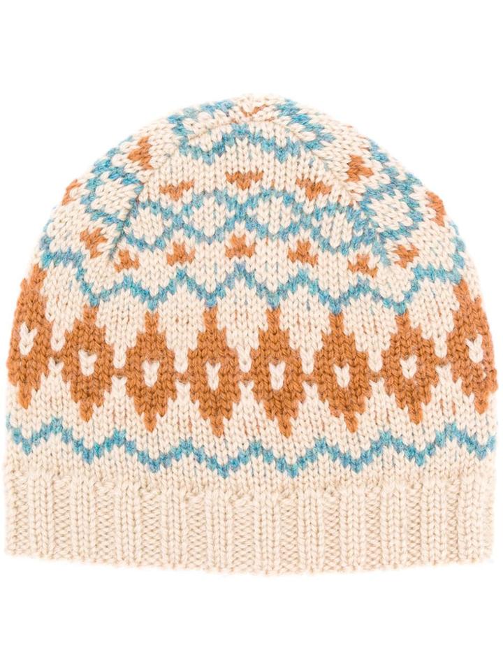 Acne Studios Fair Isle Jacquard Beanie - Neutrals