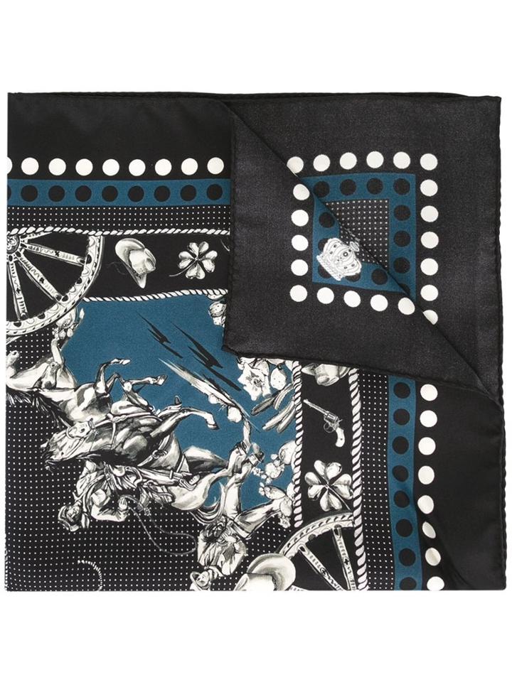 Dolce & Gabbana 'western' Print Bandana Scarf, Men's, Black, Silk