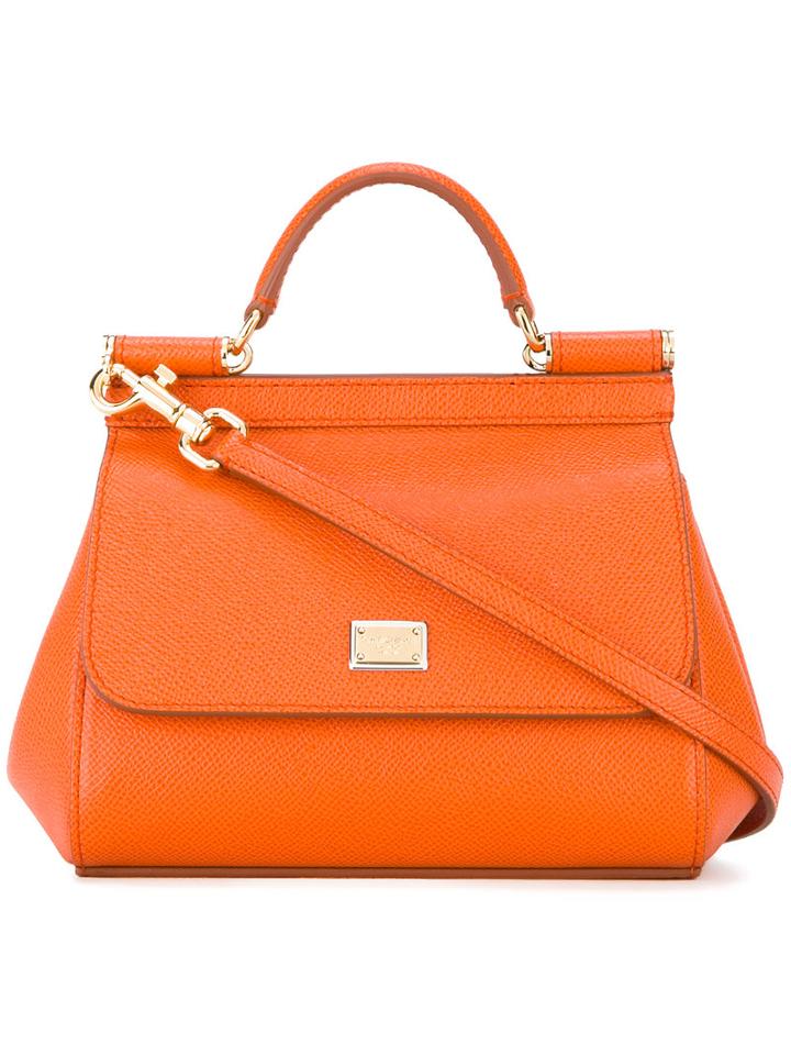 Dolce & Gabbana - Mini Sicily Tote - Women - Calf Leather - One Size, Women's, Yellow/orange, Calf Leather