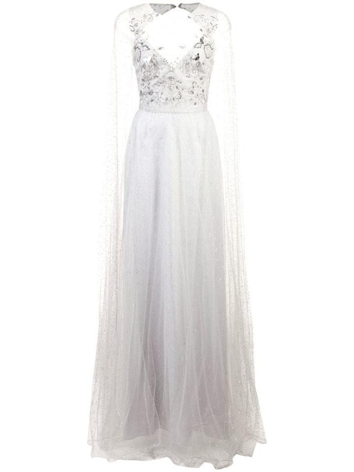 Marchesa Notte Long Empire Line Dress - Grey