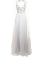 Marchesa Notte Long Empire Line Dress - Grey