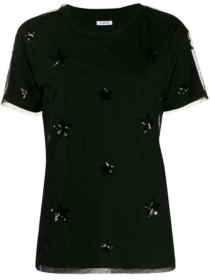 P.a.r.o.s.h. Tulle Layer Sequin-embellished T-shirt - Black