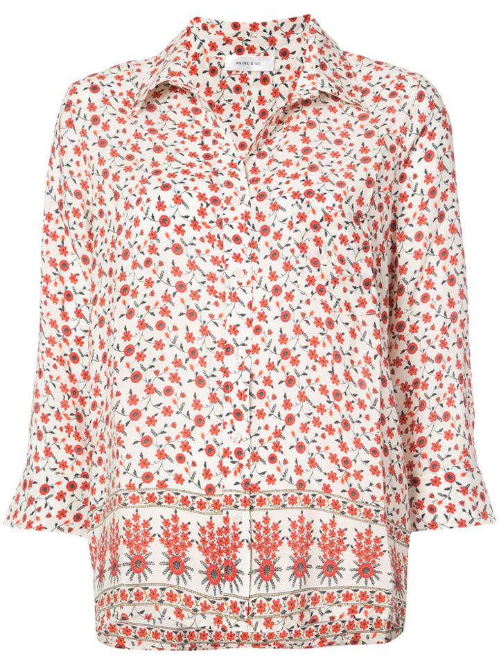 Anine Bing Billie Floral Print Blouse - White