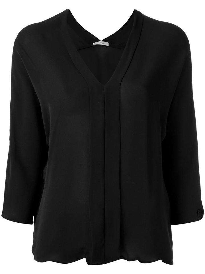 Egrey V Neck Blouse, Women's, Size: 38, Black, Silk