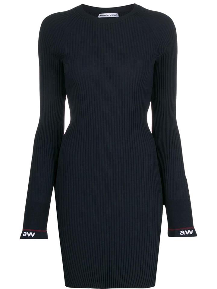 T By Alexander Wang Ribbed Flared Cuffs Dress - Blue