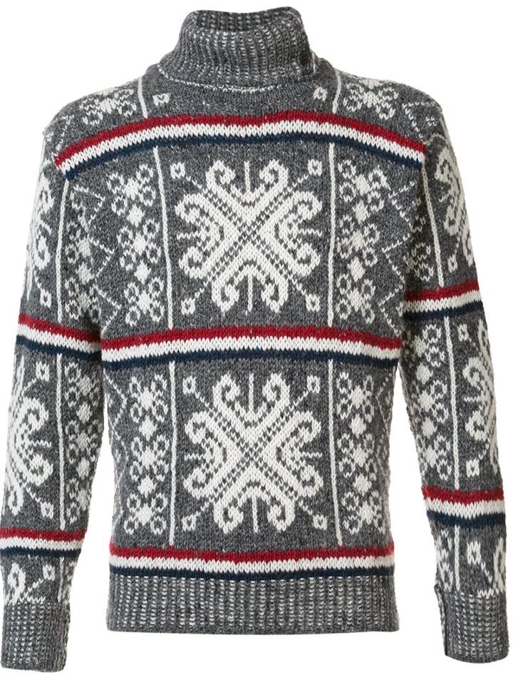 Thom Browne Turtleneck Jumper, Men's, Size: Ii, Grey, Mohair/wool