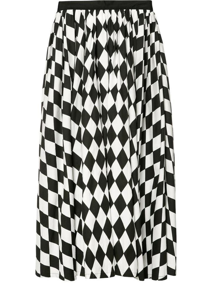 Tome - Diamond Print Full Skirt - Women - Cotton - 2, Black, Cotton