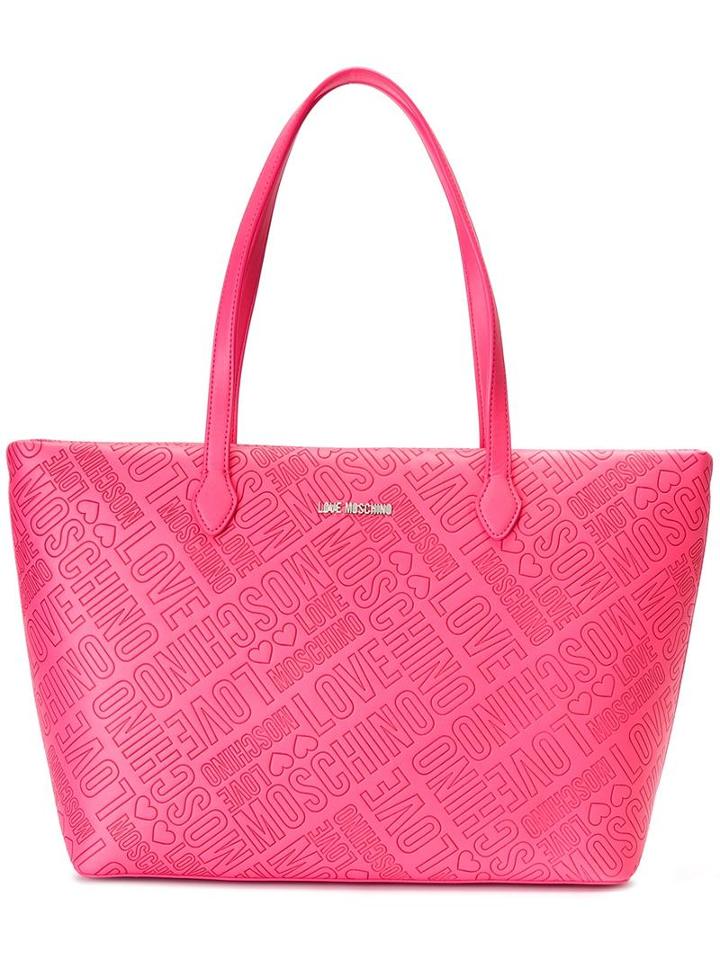 Love Moschino Logo Embossed Tote, Women's, Pink/purple, Polyurethane