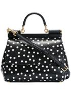 Dolce & Gabbana Polka Dot Shoulder Bag, Women's, Black, Calf Leather