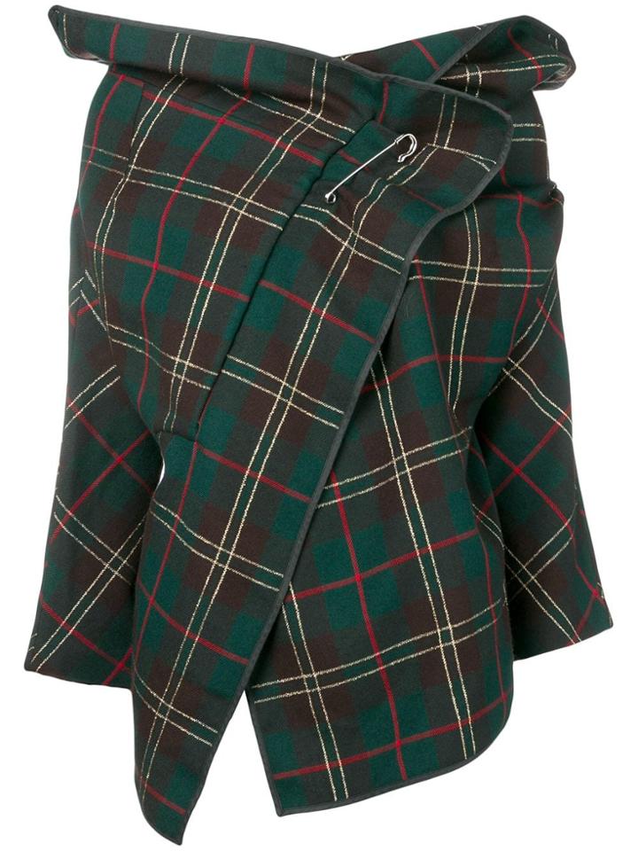 Comme Des Garçons Vintage 1999's Plaid Cropped Jacket - Green