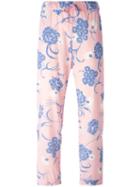 P.a.r.o.s.h. Floral Print Trousers, Women's, Size: Medium, Pink/purple, Silk/spandex/elastane