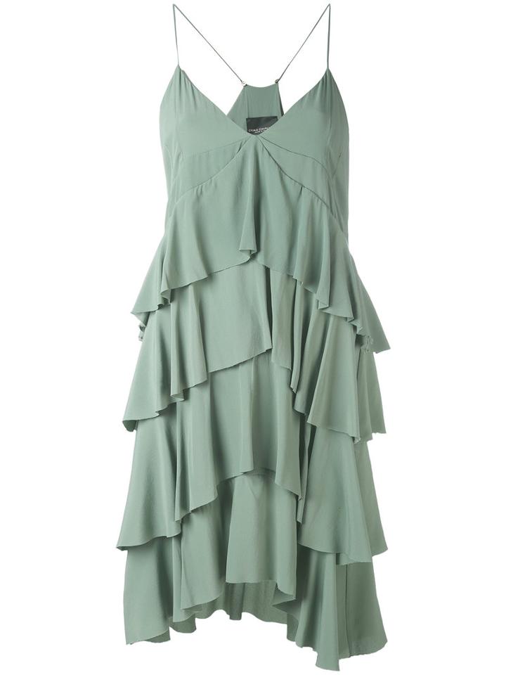Erika Cavallini - Long Ruffled Cami Top - Women - Silk/acetate - 40, Green, Silk/acetate