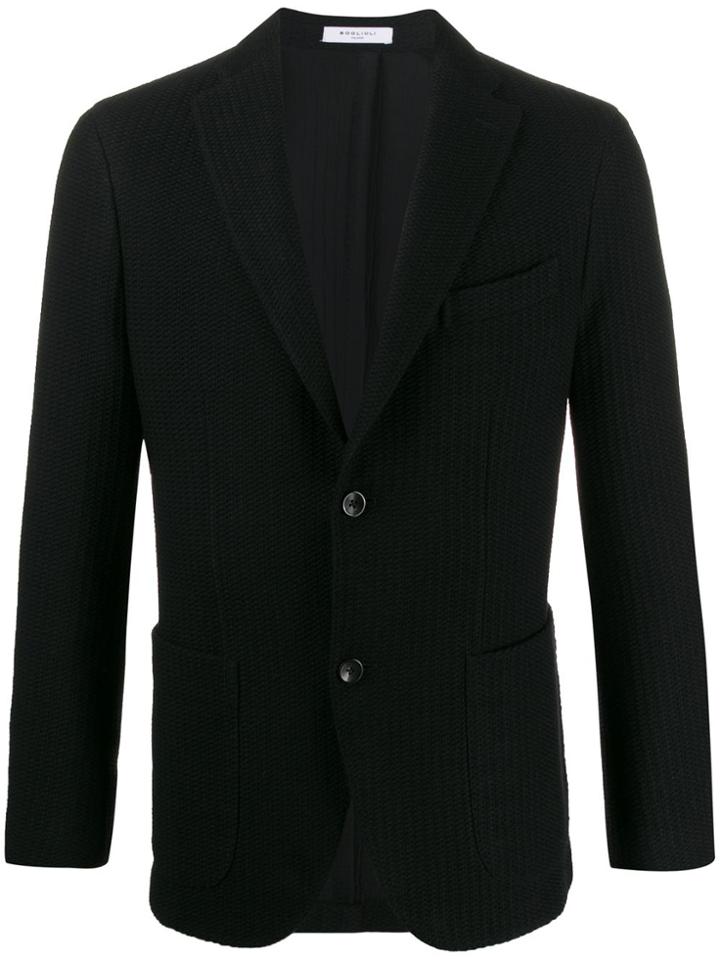 Boglioli Ribbed Style Fitted Blazer - Black