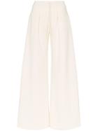 Vika Gazinskaya Quilted Wide Leg Cotton Blend Trousers - White