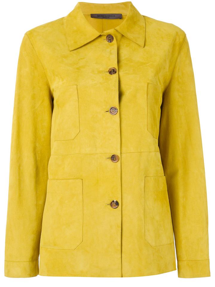 Simonetta Ravizza - Button Front Jacket - Women - Cupro/goat Suede - 48, Yellow/orange, Cupro/goat Suede